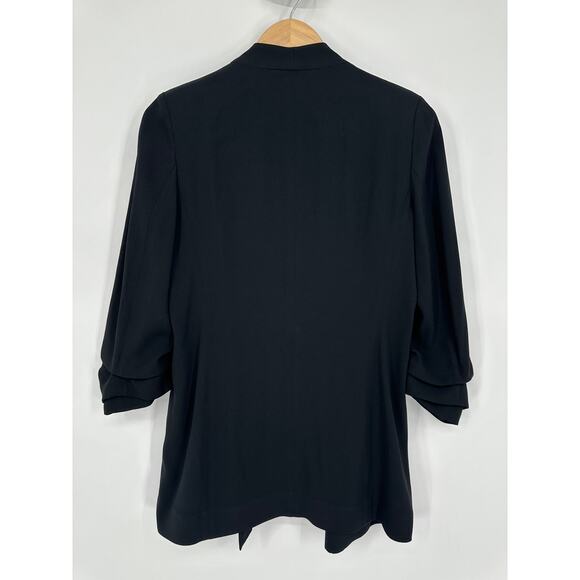 Aritzia Babaton Power Hip Blazer Open Front Ruched 3/4 Sleeve Jacket Crepe Black - Picture 9 of 15